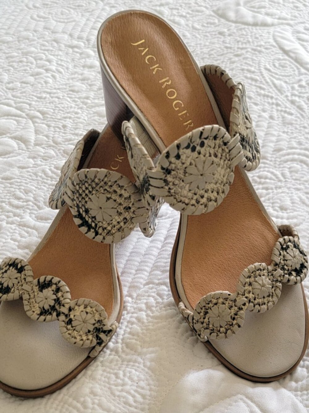 Jack Rogers Laurin Mid Heal snake skin print sandal 8.5